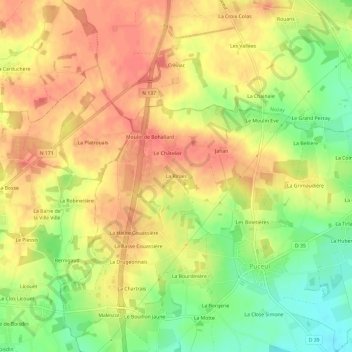 Mappa topografica La Rinais, altitudine, rilievo