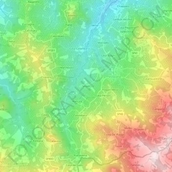 Mappa topografica Segale, altitudine, rilievo