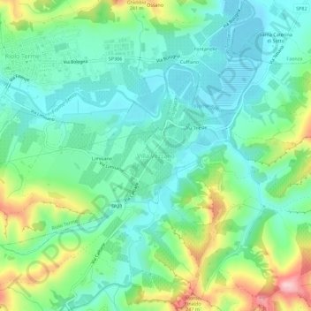 Mappa topografica Villa Vezzano, altitudine, rilievo