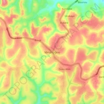 Mappa topografica Meidougou, altitudine, rilievo