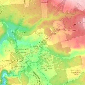 Mappa topografica El Totoral, altitudine, rilievo