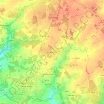 Mappa topografica Les Courrères, altitudine, rilievo