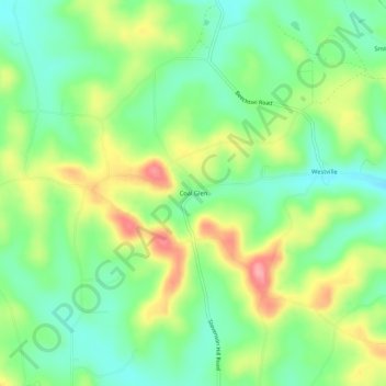 Mappa topografica Coal Glen, altitudine, rilievo