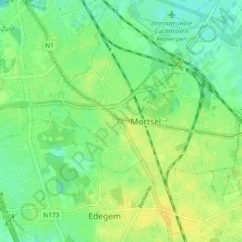Mappa topografica Oude God, altitudine, rilievo