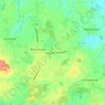 Mappa topografica Ulegraff, altitudine, rilievo