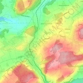 Mappa topografica Courtaman, altitudine, rilievo