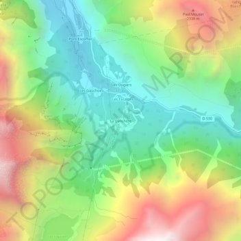 Mappa topografica La Danchère, altitudine, rilievo