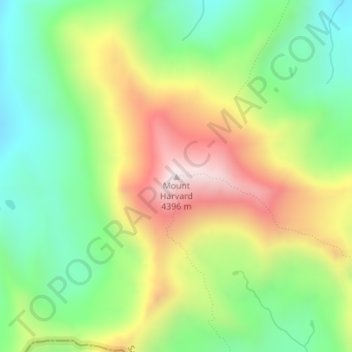 Mappa topografica Mount Harvard, altitudine, rilievo