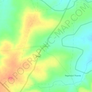 Mappa topografica Kerura, altitudine, rilievo