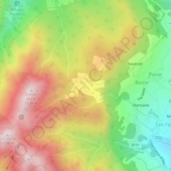 Mappa topografica Piani di Lo, altitudine, rilievo