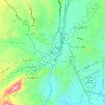 Mappa topografica Tomatitas, altitudine, rilievo