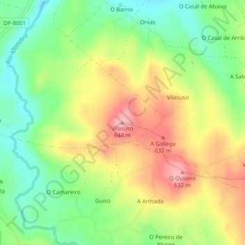 Mappa topografica Vilasuso, altitudine, rilievo