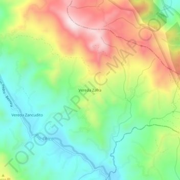 Mappa topografica Vereda Zafra, altitudine, rilievo