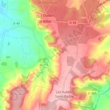 Mappa topografica Montpinçon, altitudine, rilievo