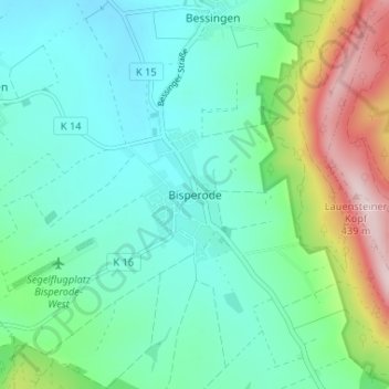 Mappa topografica Bisperode, altitudine, rilievo