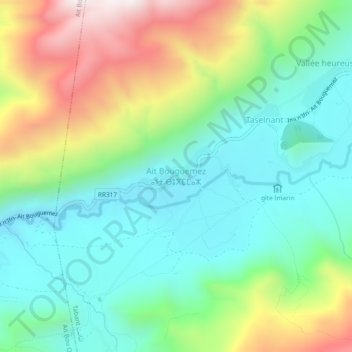 Mappa topografica Ait Bouguemez ⴰⵢⵜ ⴱⵓⴳⵎⵎⴰⵣ, altitudine, rilievo