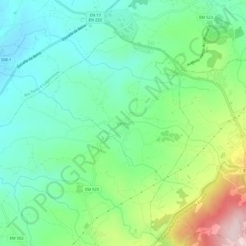 Mappa topografica Vinhó, altitudine, rilievo