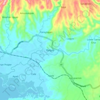 Mappa topografica Ragay, altitudine, rilievo