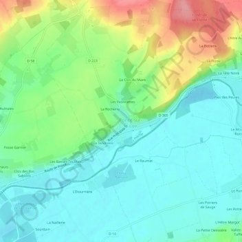Mappa topografica Les Chasleries, altitudine, rilievo