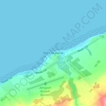 Mappa topografica Petit-Matane, altitudine, rilievo