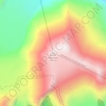 Mappa topografica Beach Mountain, altitudine, rilievo