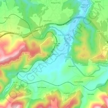 Mappa topografica Prámaro, altitudine, rilievo