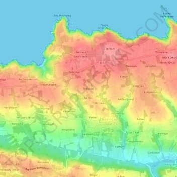 Mappa topografica Mescran, altitudine, rilievo