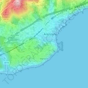 Mappa topografica Ferriera, altitudine, rilievo