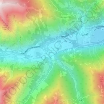 Mappa topografica Pratolungo, altitudine, rilievo
