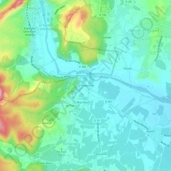 Mappa topografica La Madeleine, altitudine, rilievo