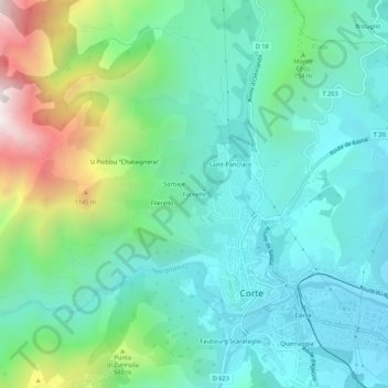 Mappa topografica Fornelle, altitudine, rilievo