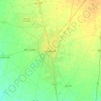 Mappa topografica Gujranwala, altitudine, rilievo