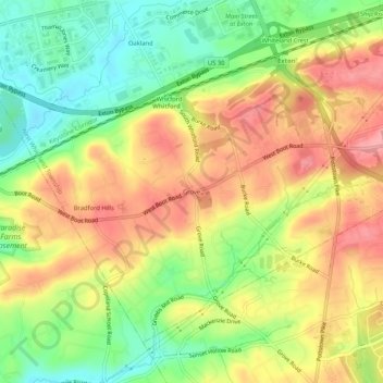 Mappa topografica Grove, altitudine, rilievo