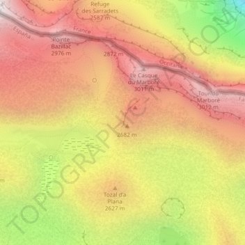 Mappa topografica Gruta Casteret, altitudine, rilievo