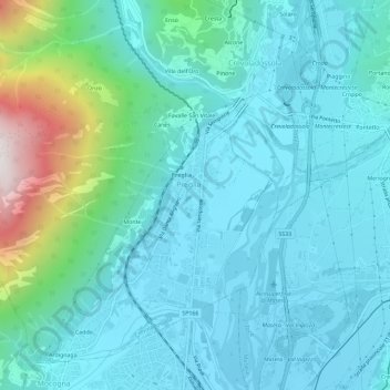 Mappa topografica Preglia, altitudine, rilievo