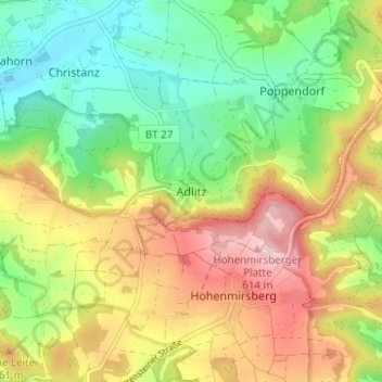 Mappa topografica Adlitz, altitudine, rilievo