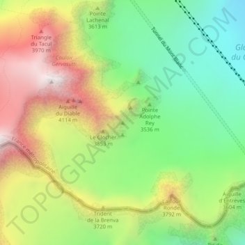 Mappa topografica Le Grand Capucin, altitudine, rilievo