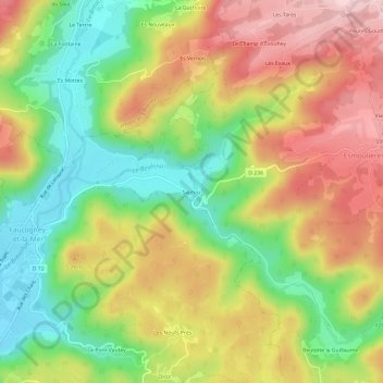 Mappa topografica Saphoz, altitudine, rilievo