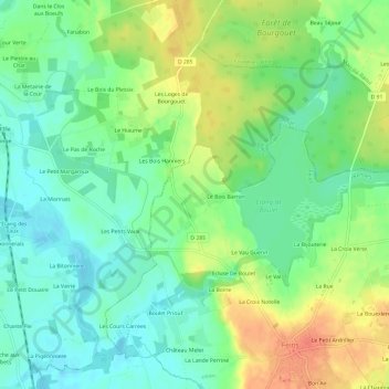 Mappa topografica Le Breil, altitudine, rilievo