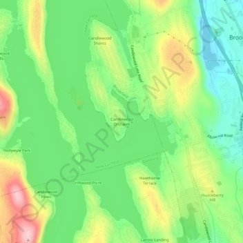 Mappa topografica Candlewood Orchards, altitudine, rilievo