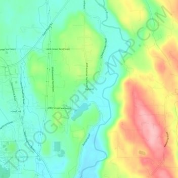 Mappa topografica Hyland, altitudine, rilievo
