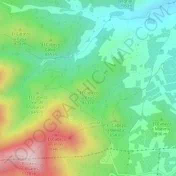 Mappa topografica Cabezo de la Cruz, altitudine, rilievo