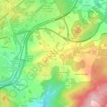 Mappa topografica San Marcos, altitudine, rilievo