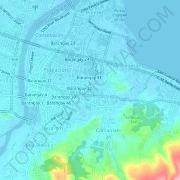 Mappa topografica Barangay 35, altitudine, rilievo