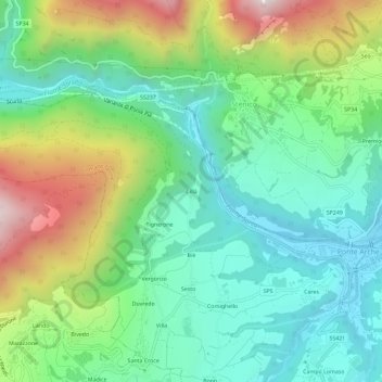 Mappa topografica Cillà, altitudine, rilievo