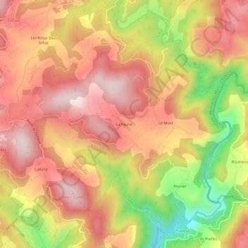 Mappa topografica La Faurie, altitudine, rilievo