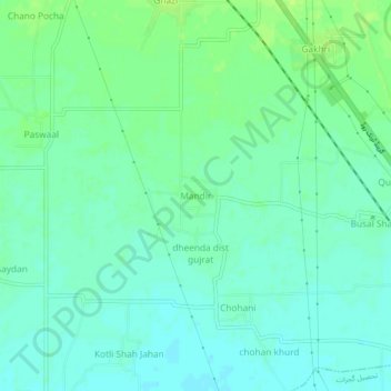 Mappa topografica Mandir, altitudine, rilievo