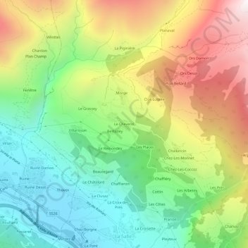 Mappa topografica Le Cheverel, altitudine, rilievo