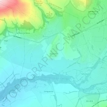 Mappa topografica la Corona, altitudine, rilievo