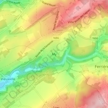 Mappa topografica My, altitudine, rilievo
